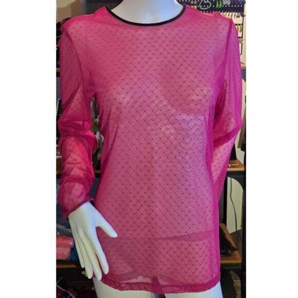 Pink Sheer Mesh Sweater Top XL - Picture 1 of 7